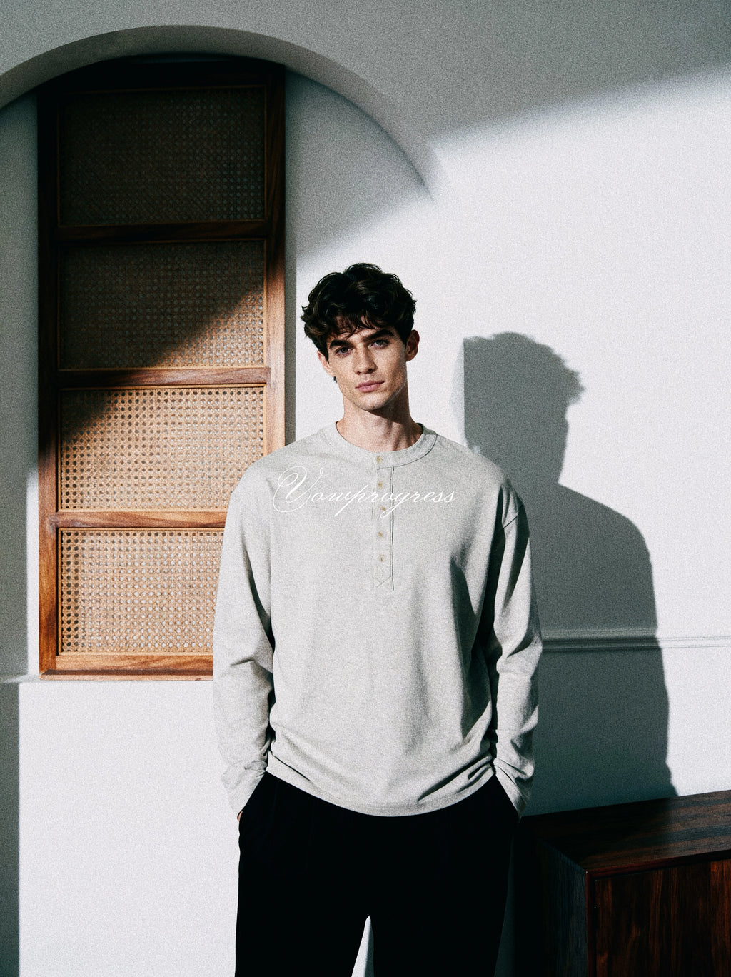 VOWPROGRESS Henry Collar Drape Base Long Sleeve