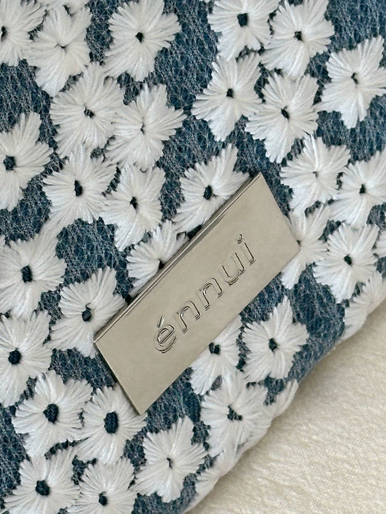 ENNUI Exquisite Three-dimensional Flower Embroidery Tote Shoulder Handbag