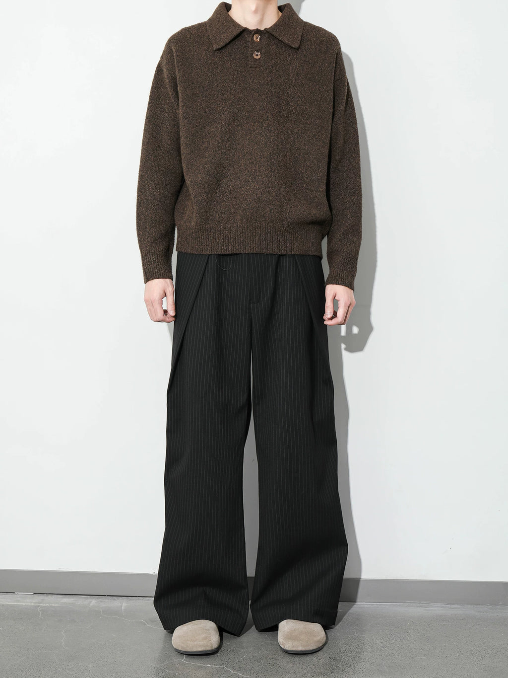 Plus No Logo Polo Collar Soft and Waxy Heattech Knitting Shirt