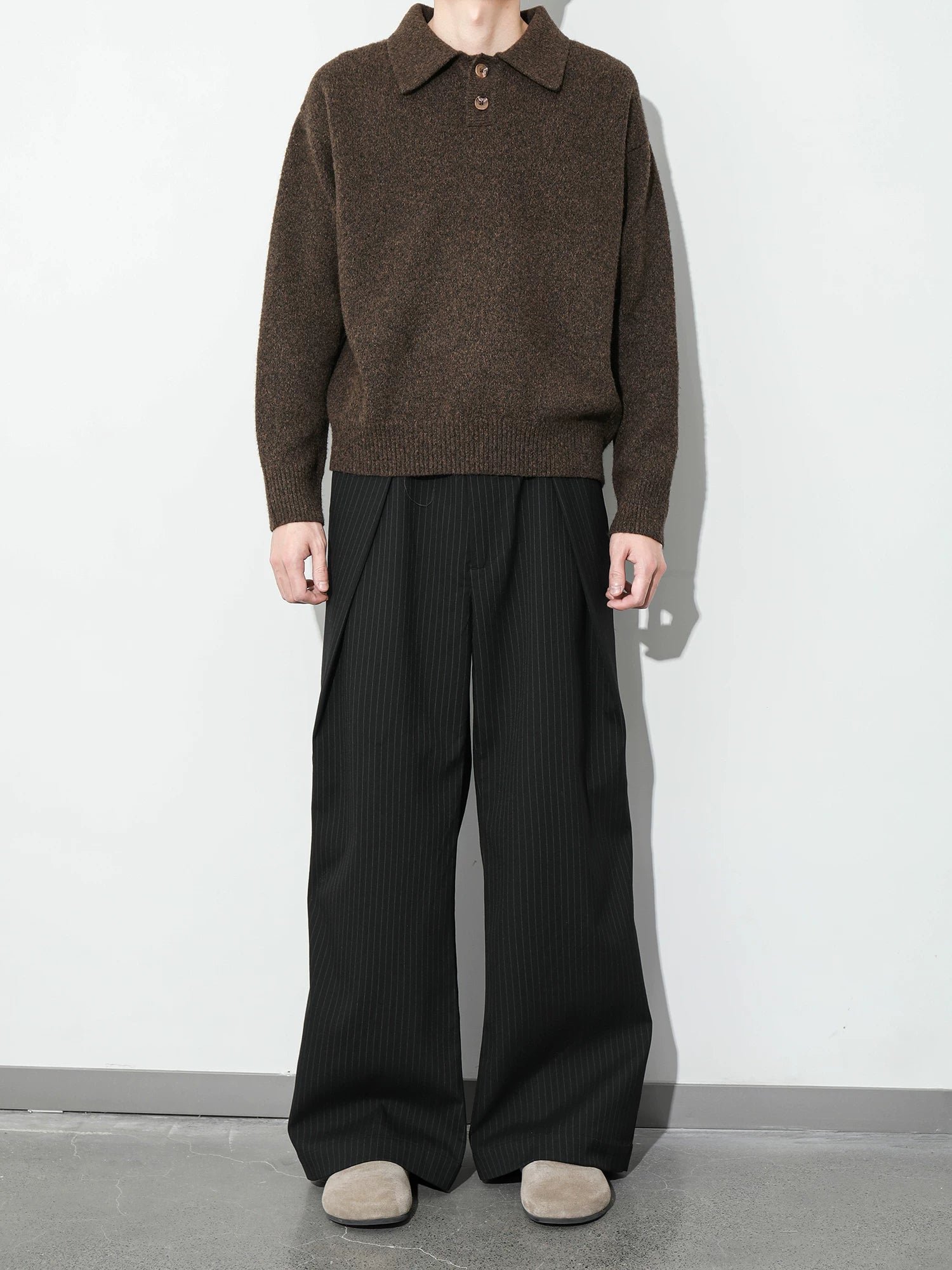 Plus No Logo Polo Collar Soft and Waxy Heattech Knitting Shirt