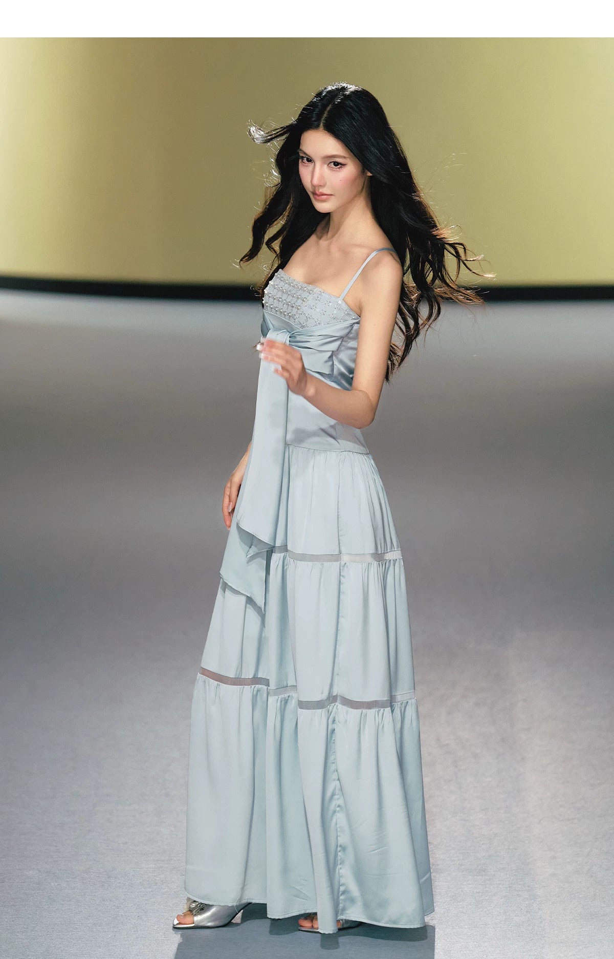 AGAM Hollow Splicing Bead Tube Top Dress