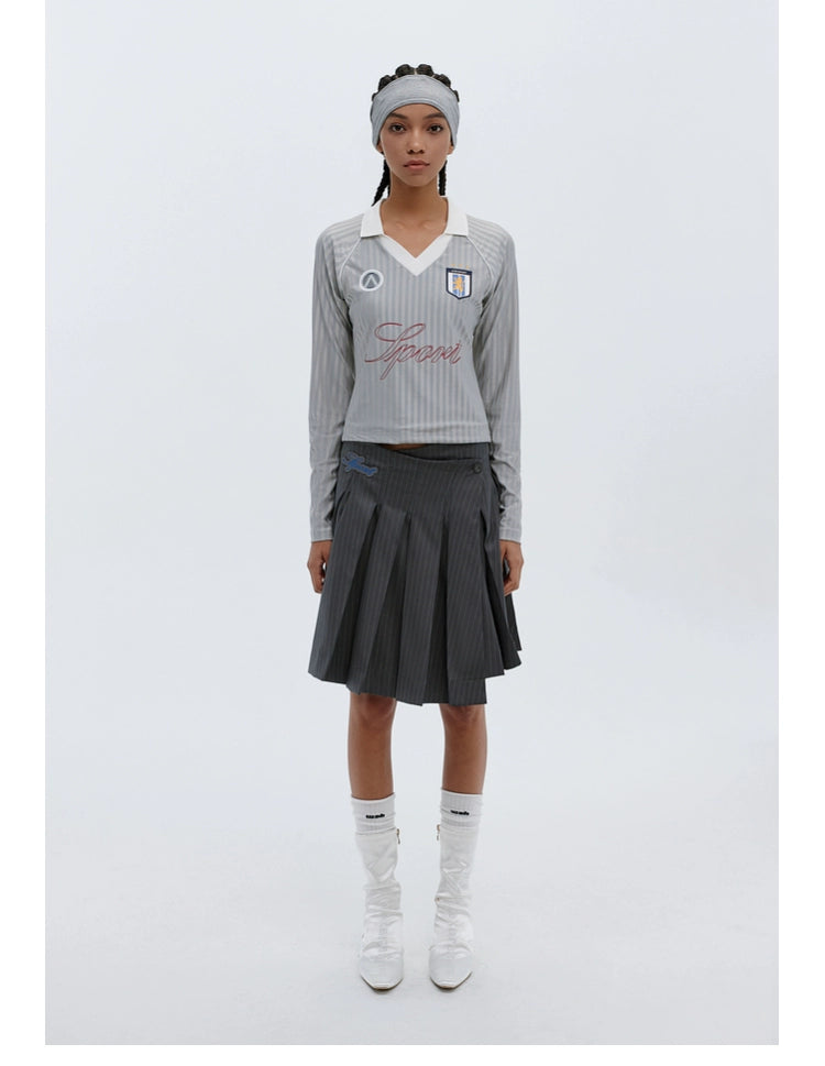 ATRY Badge Typesetting Webbing V-neck Long Sleeve