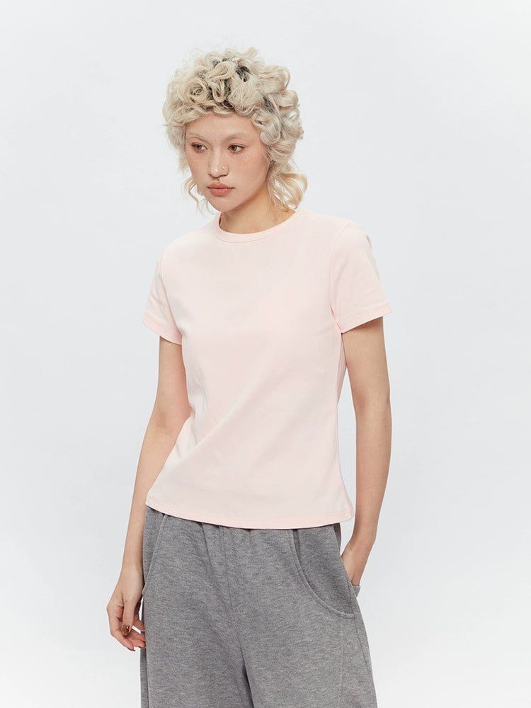 AIRHOOD Front Shoulder Crew Neck Slim and Thin Tee