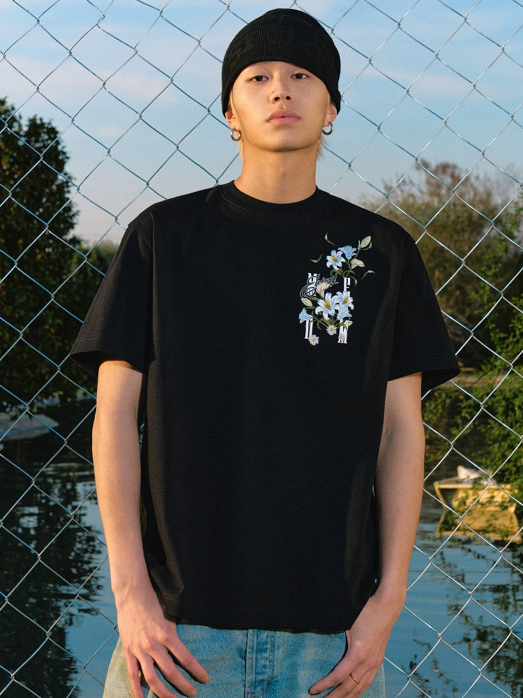 MEDM Rose Embroidery Casual Tee