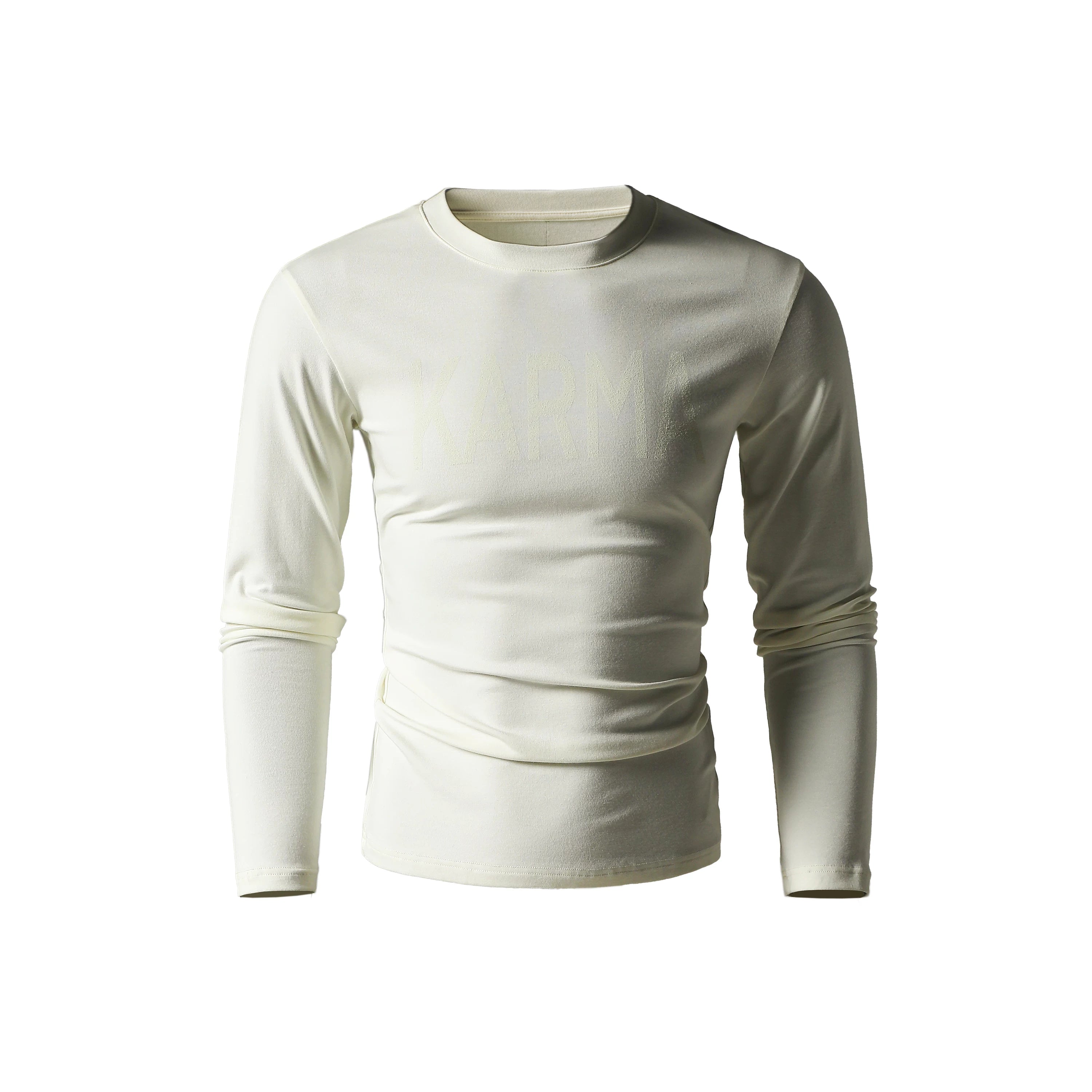 KARMANISTIC Vintage Crew Neck Letter Print Slim Sleeve