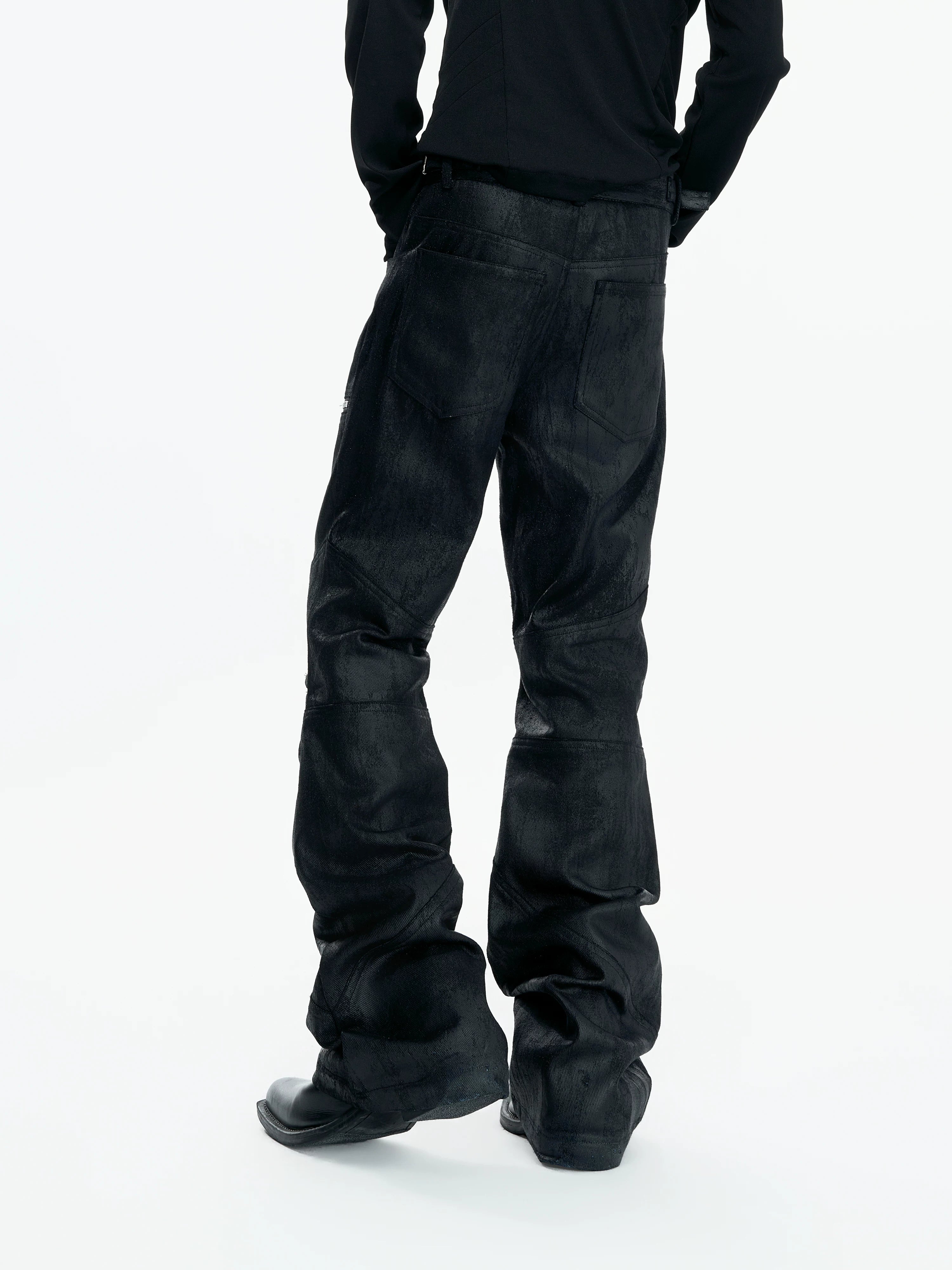 ArguECulturE Splicing Slim-Fold Pleated Straight Jeans
