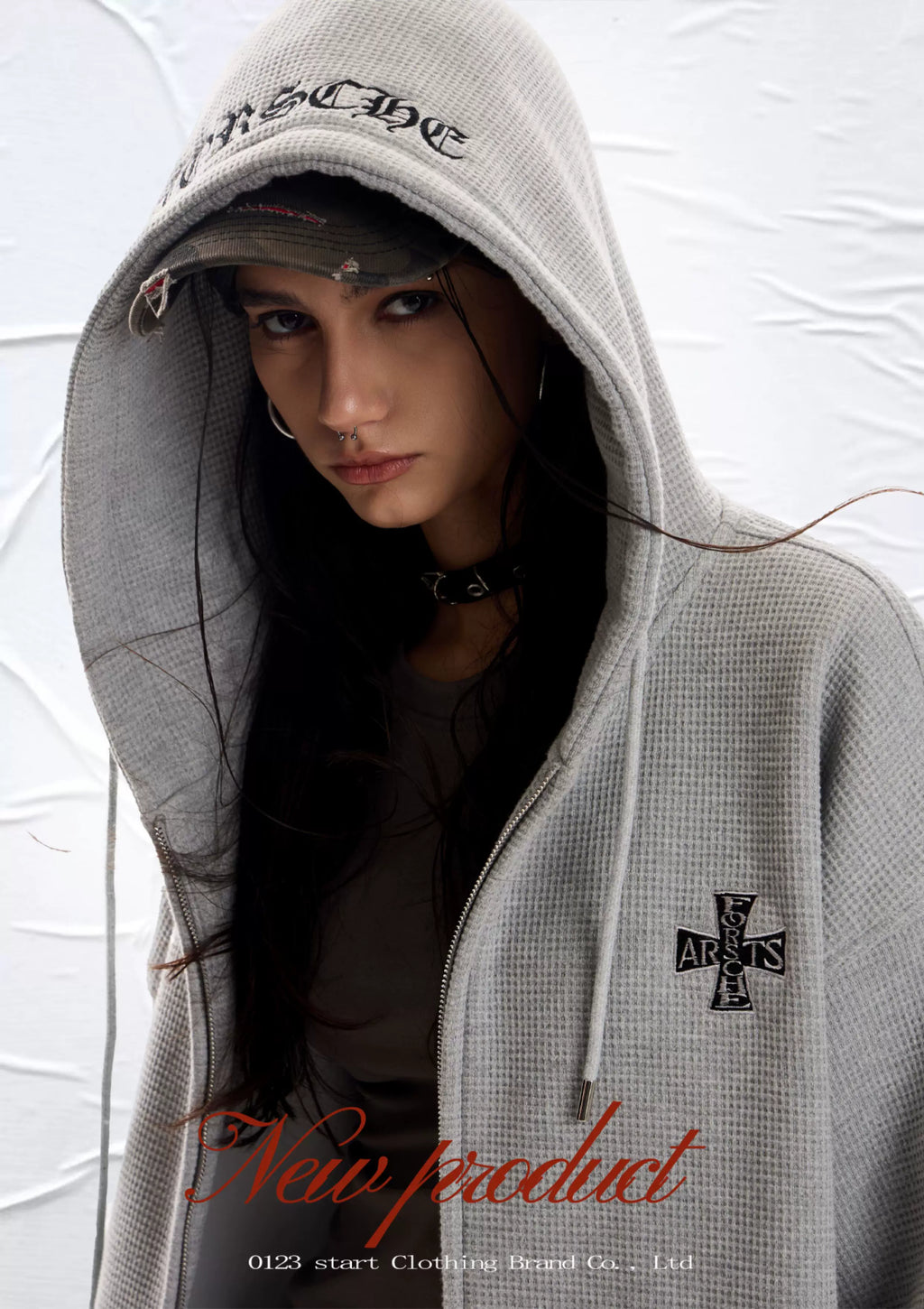0123Start Waffle Hooded Fleece Jacket