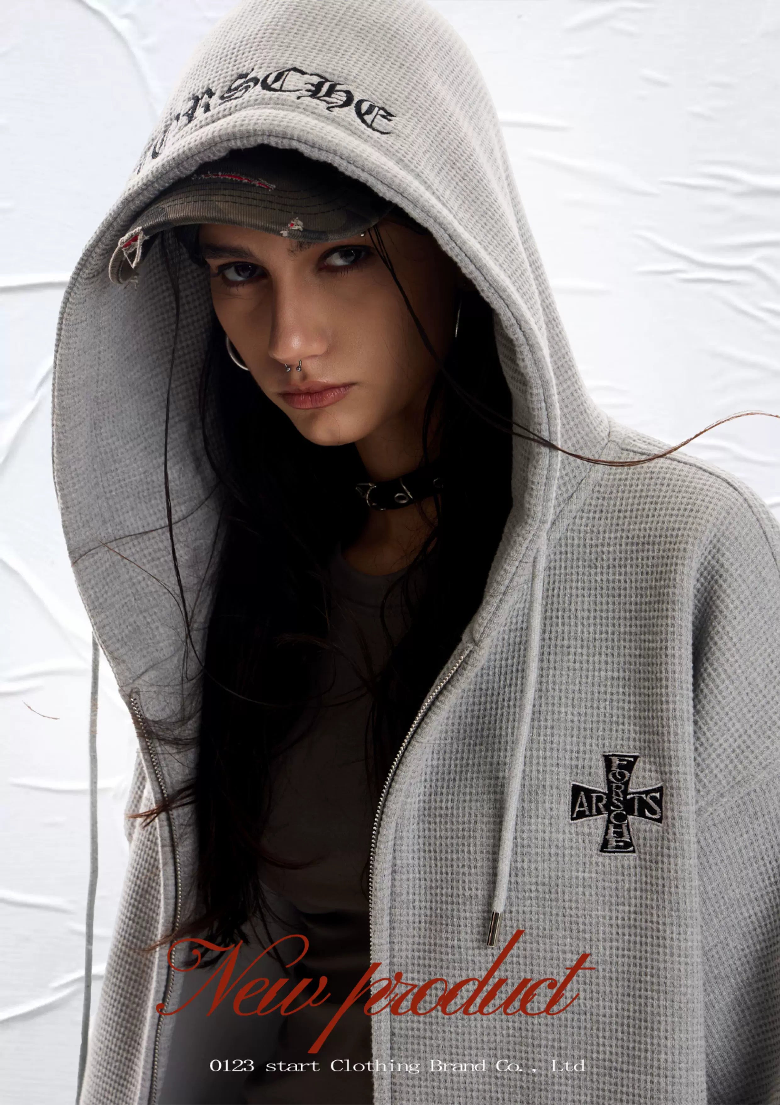 0123Start Waffle Hooded Fleece Jacket