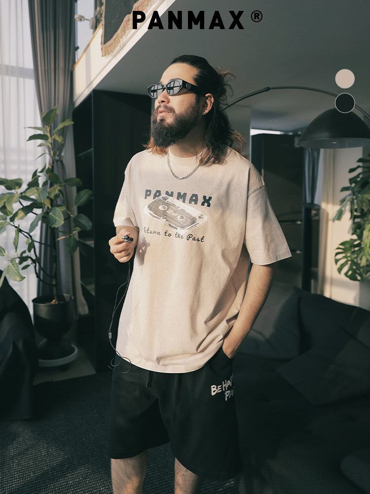 PANMAX Street Lazy Loose Car Old Printing Tee