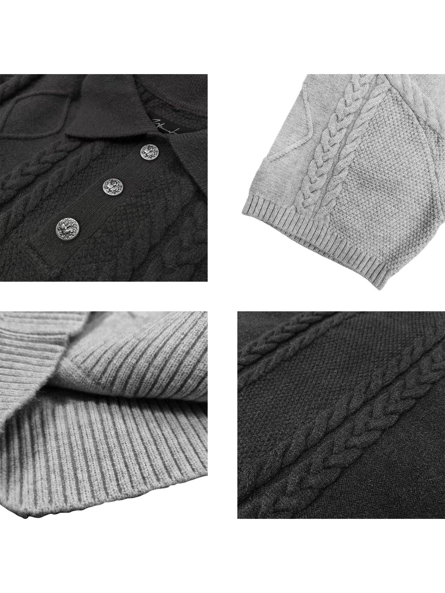 WANNA LAB Button Twisted Knitted Lapel Tee
