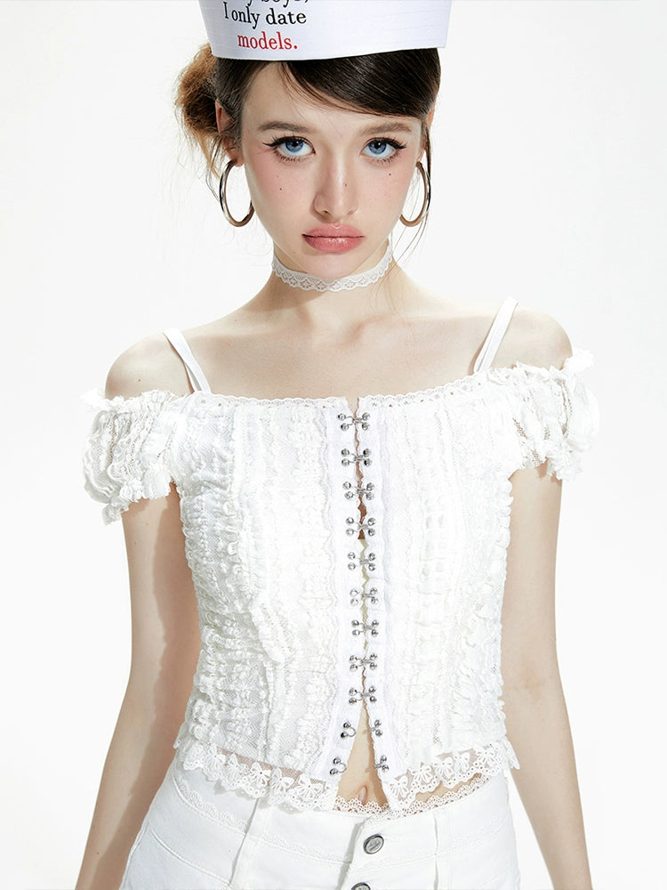 IMONE Square Neck Lace Shirt