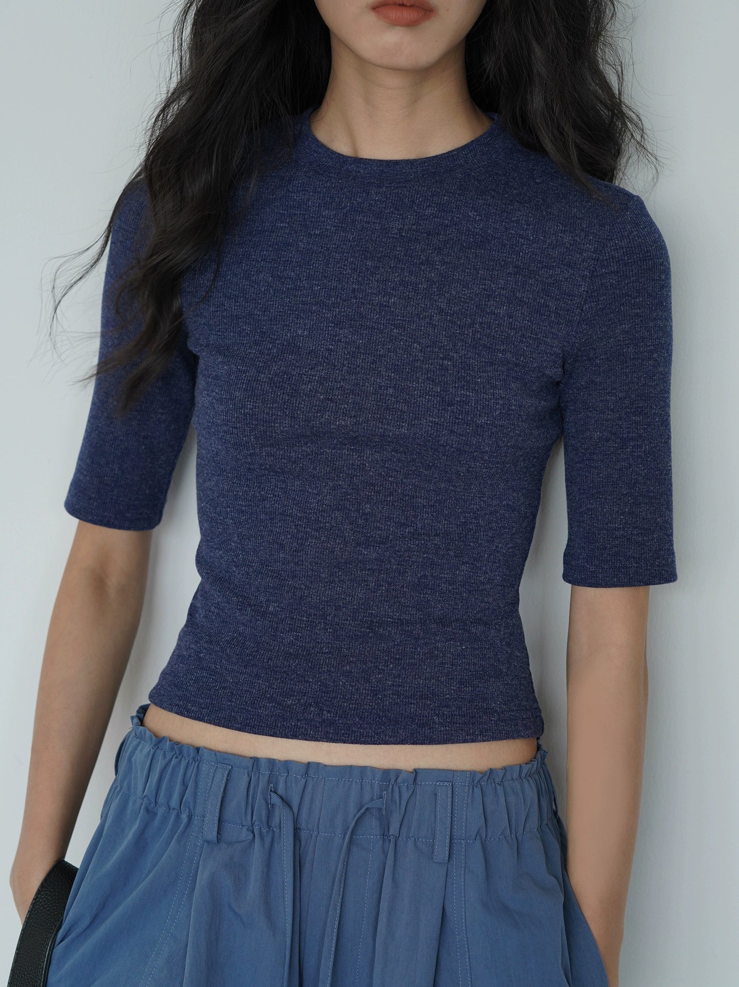EIGHTHMONTH Slim Fit Medium Sleeve Knitted Simple Tee