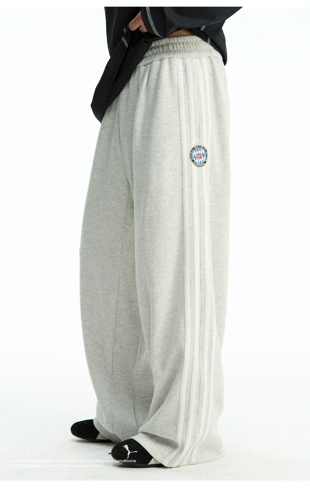 CoosRetro Striped Straight Loose Casual Wide Leg Pants