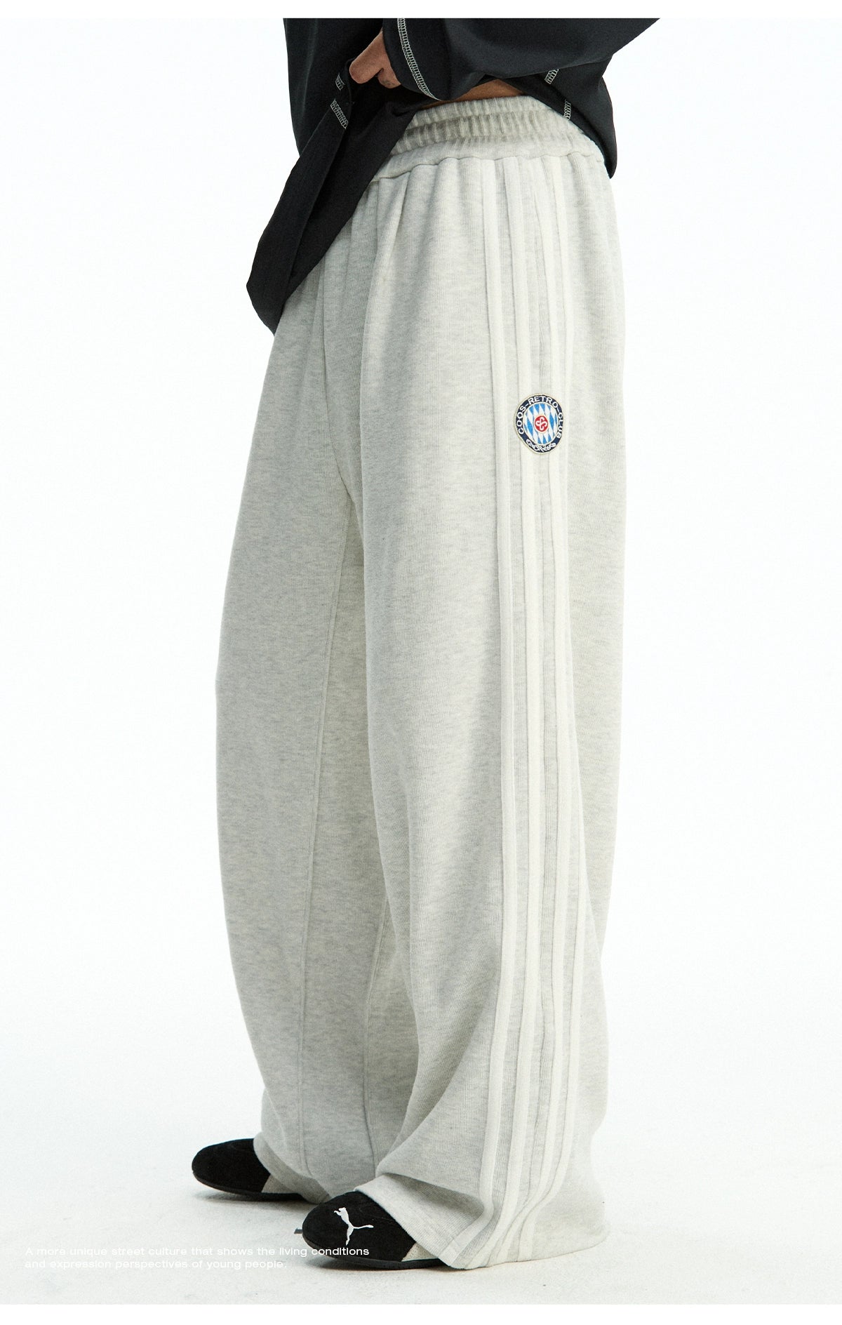 CoosRetro Striped Straight Loose Casual Wide Leg Pants