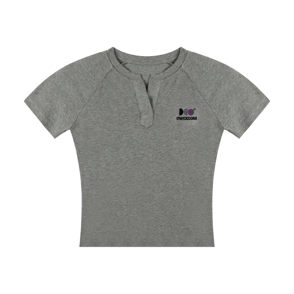 OWOX Elastic Slim Short Casual Henry Collar Tee