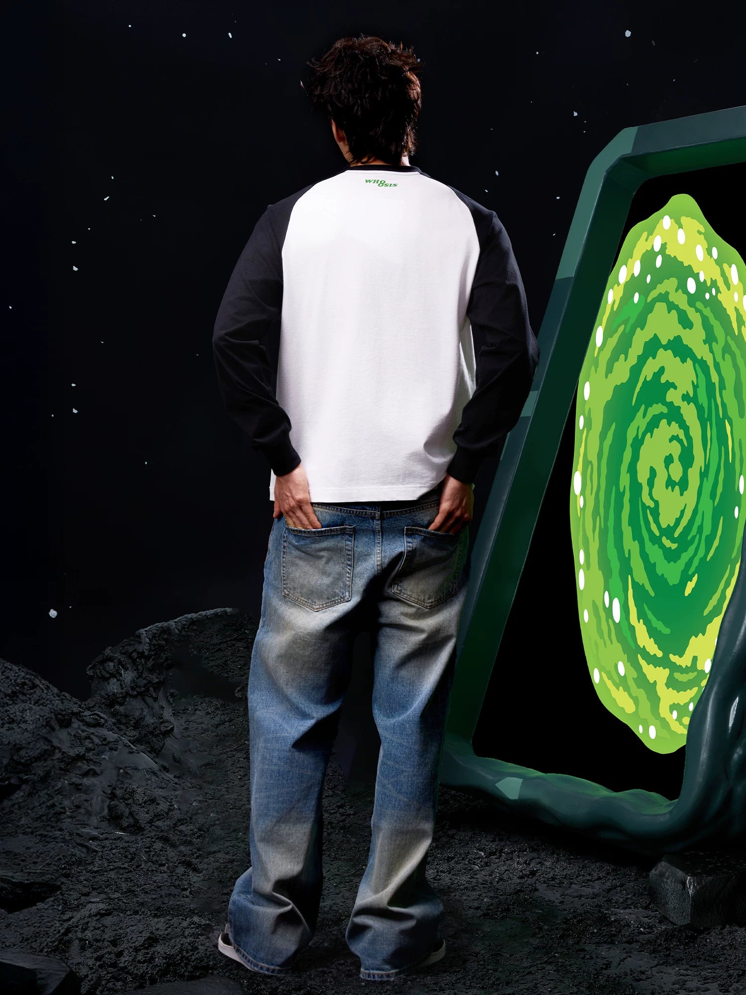 WHOOSIS Shoulder Sleeve Star Print Long Sleeve