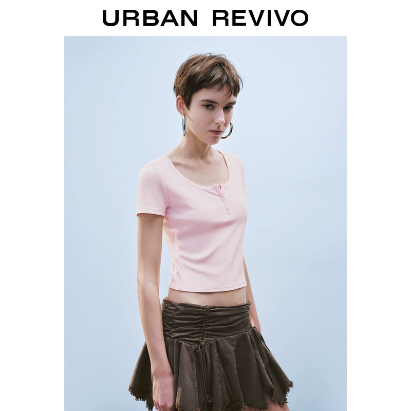 URBAN REVIVO Slim Button-up Tee