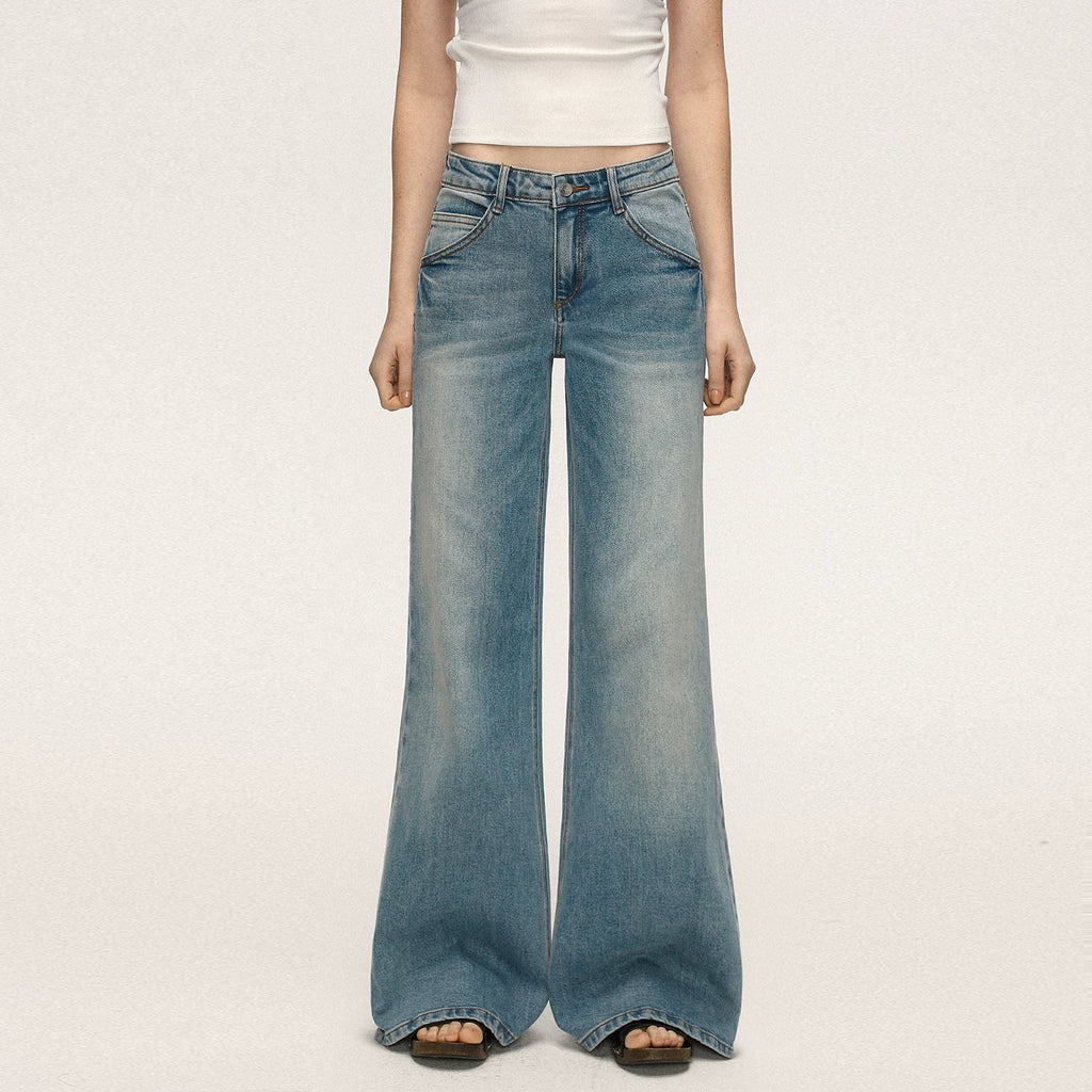 Anna Aneae High Waist Slim Loose Straight Mopping Jeans