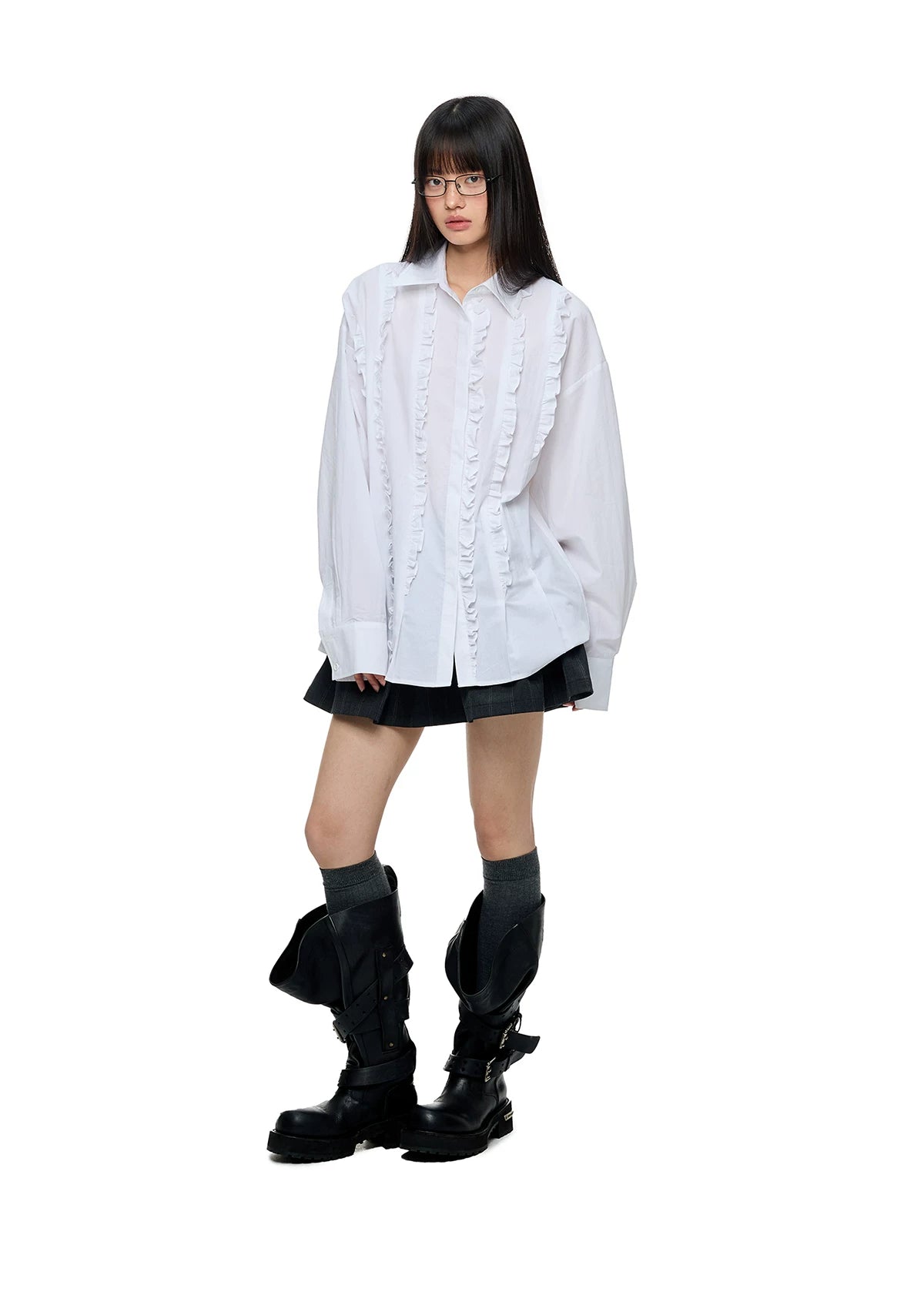 JIKOO Striped Suit Puffy Skirt