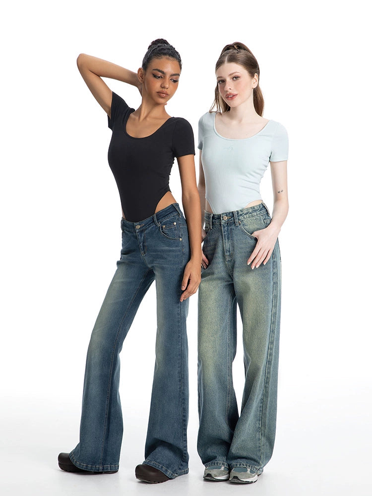 ABMY Retro V-waist Slim-fit Flared Pants