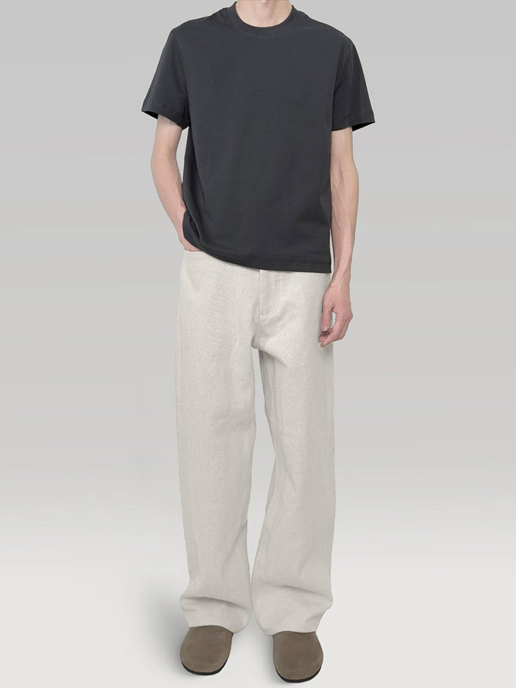 PLUS NO LOGO Linen Pants Loose Straight Trousers