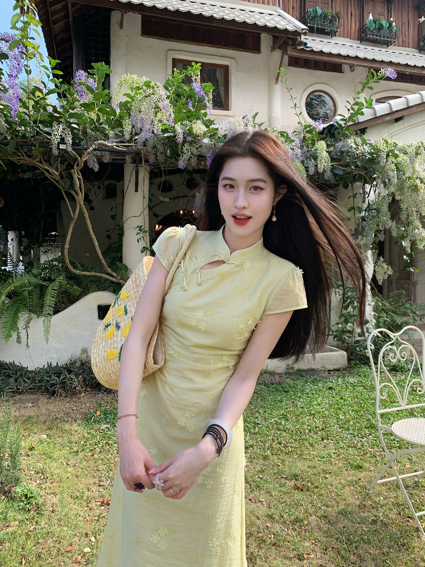 ZIHE Floral Pendulum Short-sleeved Dress