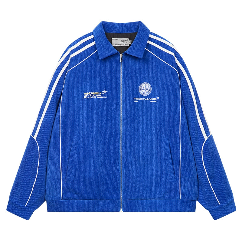 Harshandcruel Contrast Stripe Lapel Corduroy Jacket