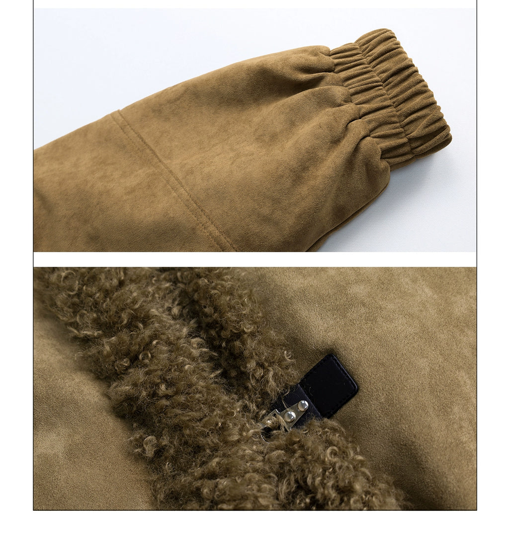 Girlyhalo Vintage Lamb Feather Patchwork Jacket