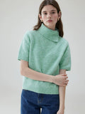 VOOE Korean Turtleneck Loose Short-sleeved Knitted Sweater