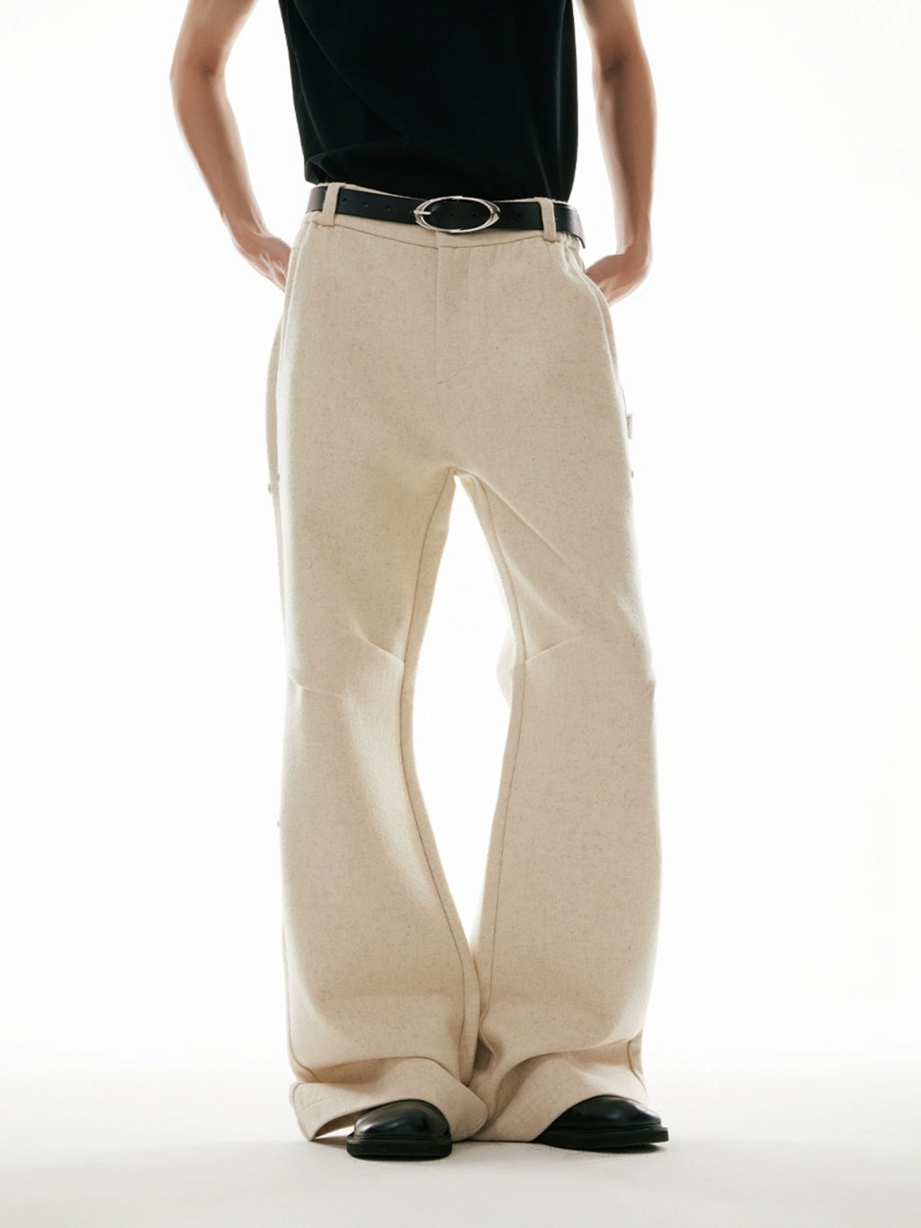 FUNKYFUN woolen composite micro-horn high street popular casual pants