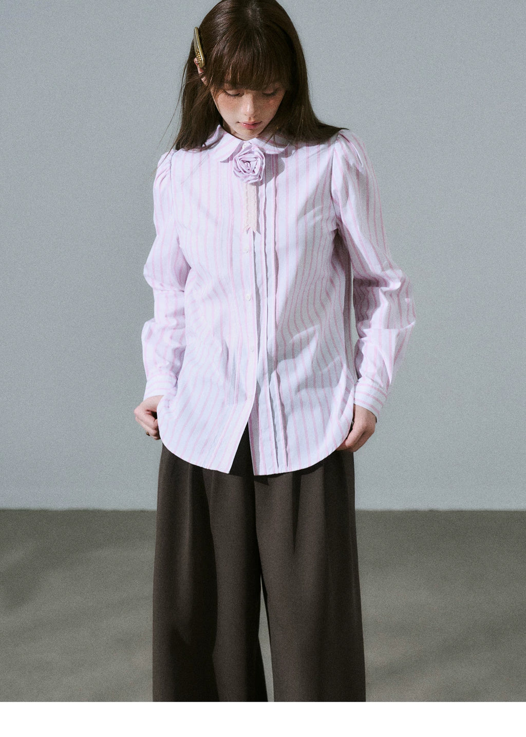 LOST FOREST Casual Flower Long-sleeved Shirt