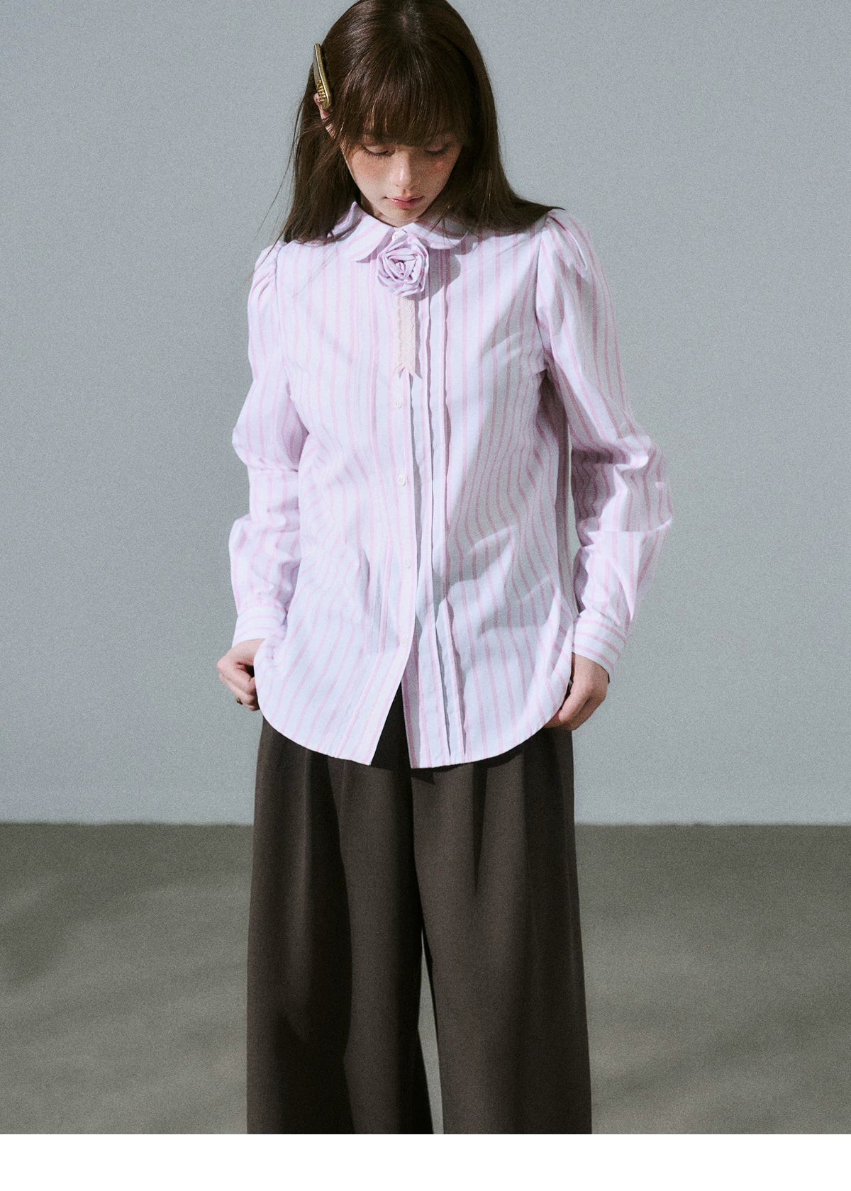 LOST FOREST Casual Flower Long-sleeved Shirt