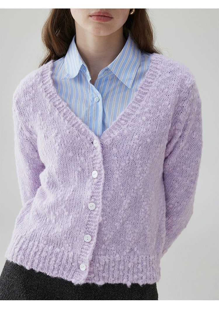 VOOEV Neck Wool-knitted Cardigan