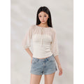WITHMIN Front Shoulder Waist Thin Fake Two-piece Tee