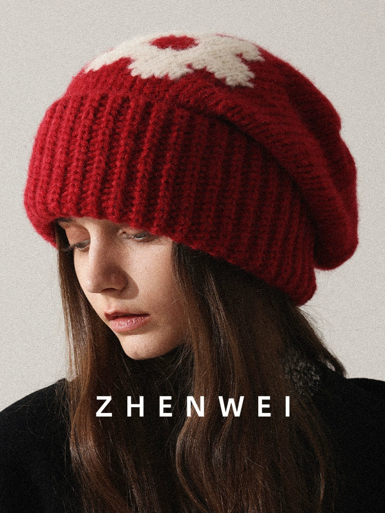 ZHENWEI Woolen Knitted Hat with Large Head Circumference