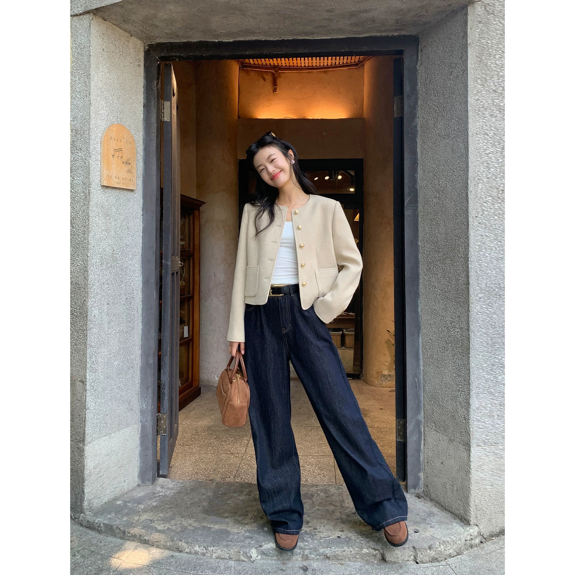 Pusumede Vintage Wide Leg Loose Skinny Straight Jeans