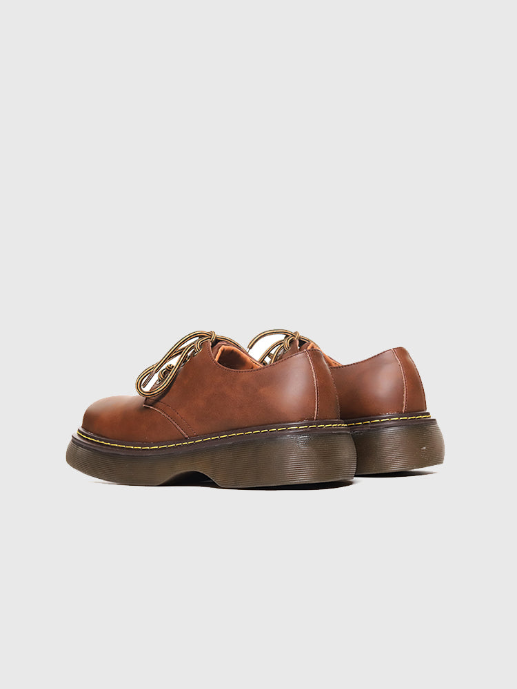 SHENLV STUDIO Retro Tooling Big Head Heightening Leather Shoes