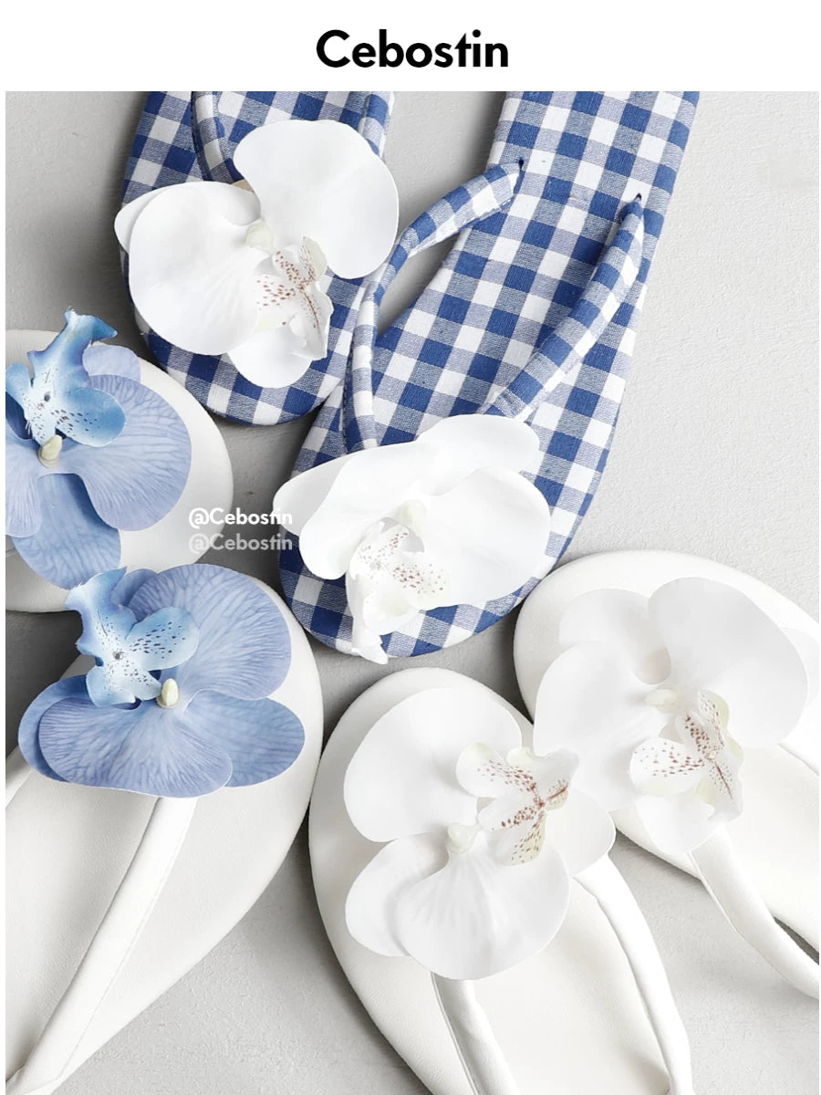 Cebostin Premium Flower Flat Toe Slippers