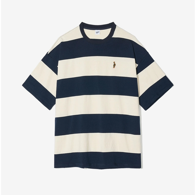 PARTIMENTO Coarse Striped Contrasting Tee
