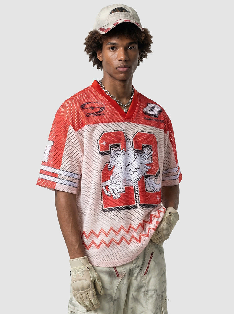 Inflation Contrasting Color Breathable Casual Tee