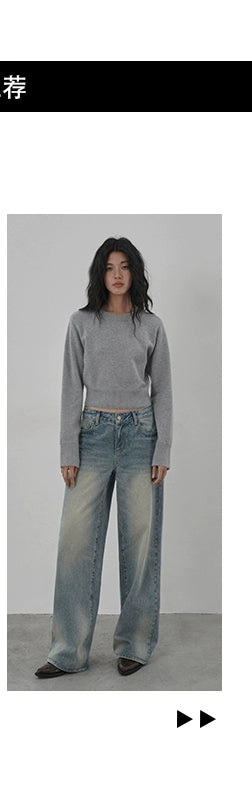 EIGHTHMONTH Vintage Crew Neck High Waist Knitted Sweater