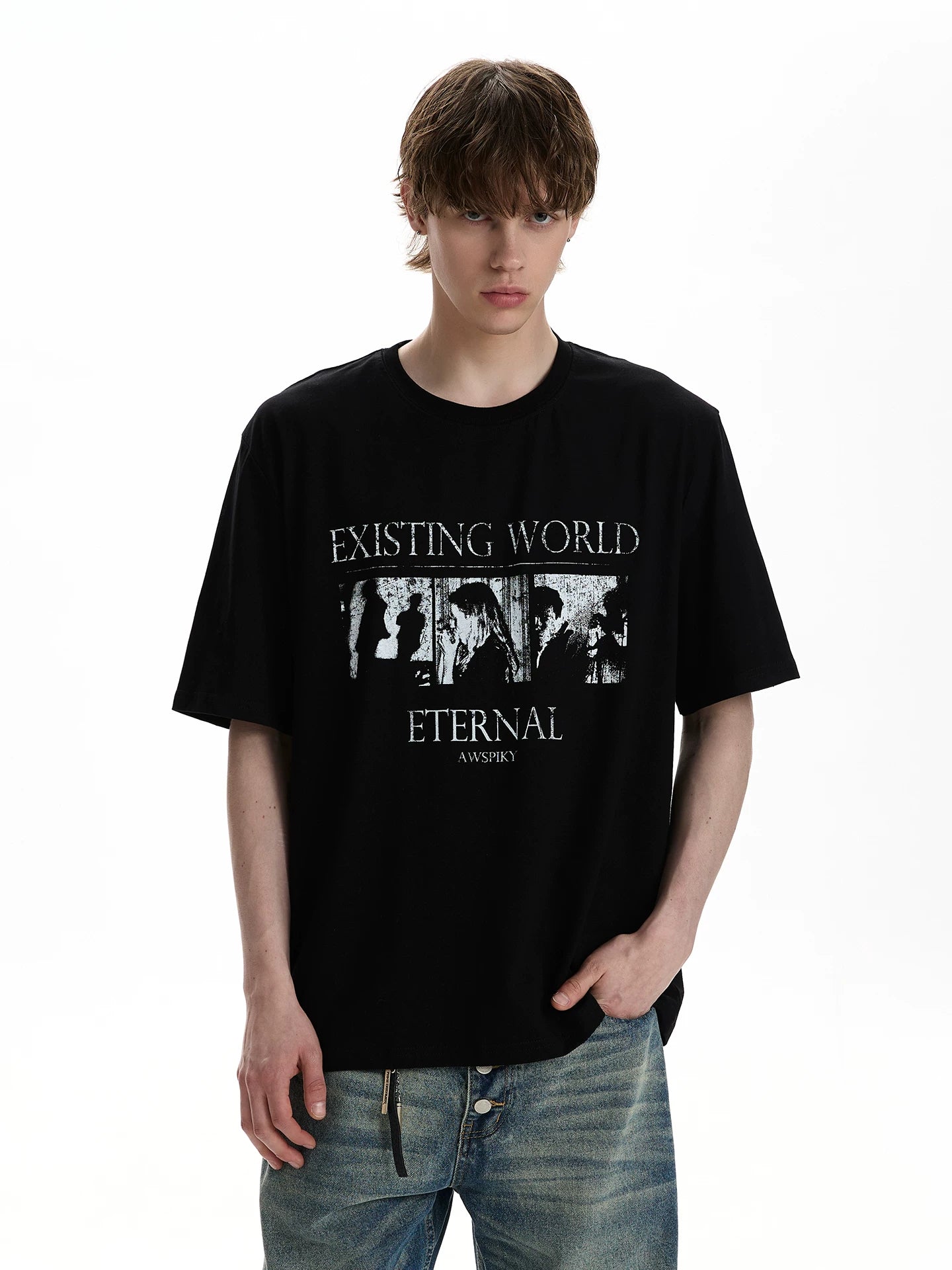 A PUEE PUEE Vintage Street Style Printed T-Shirt – Loose Fit