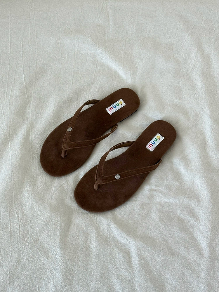 ENNU Flat Bottom Matte Turned Fur Outer Slippers