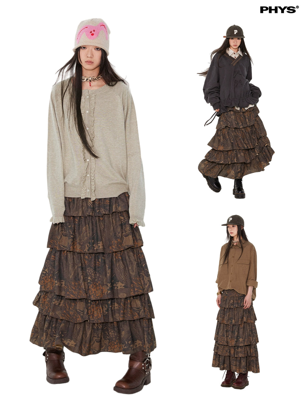 PHYS A-shaped Silhouette Light and Thin Hand-painted Long Skirt