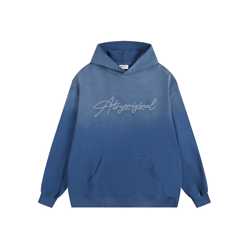 ATRY Flower LOGO Gradual Change Washed Sweater