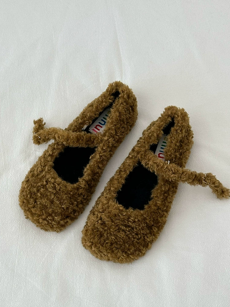 ENNUI Fluffy Mary Jane Loafers Plush Shoes