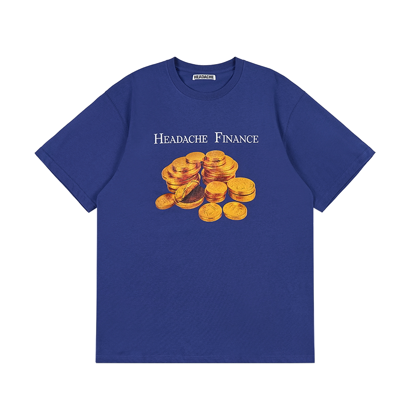 HEADACHE Gold Coin Print Round Neck Oversized Tee