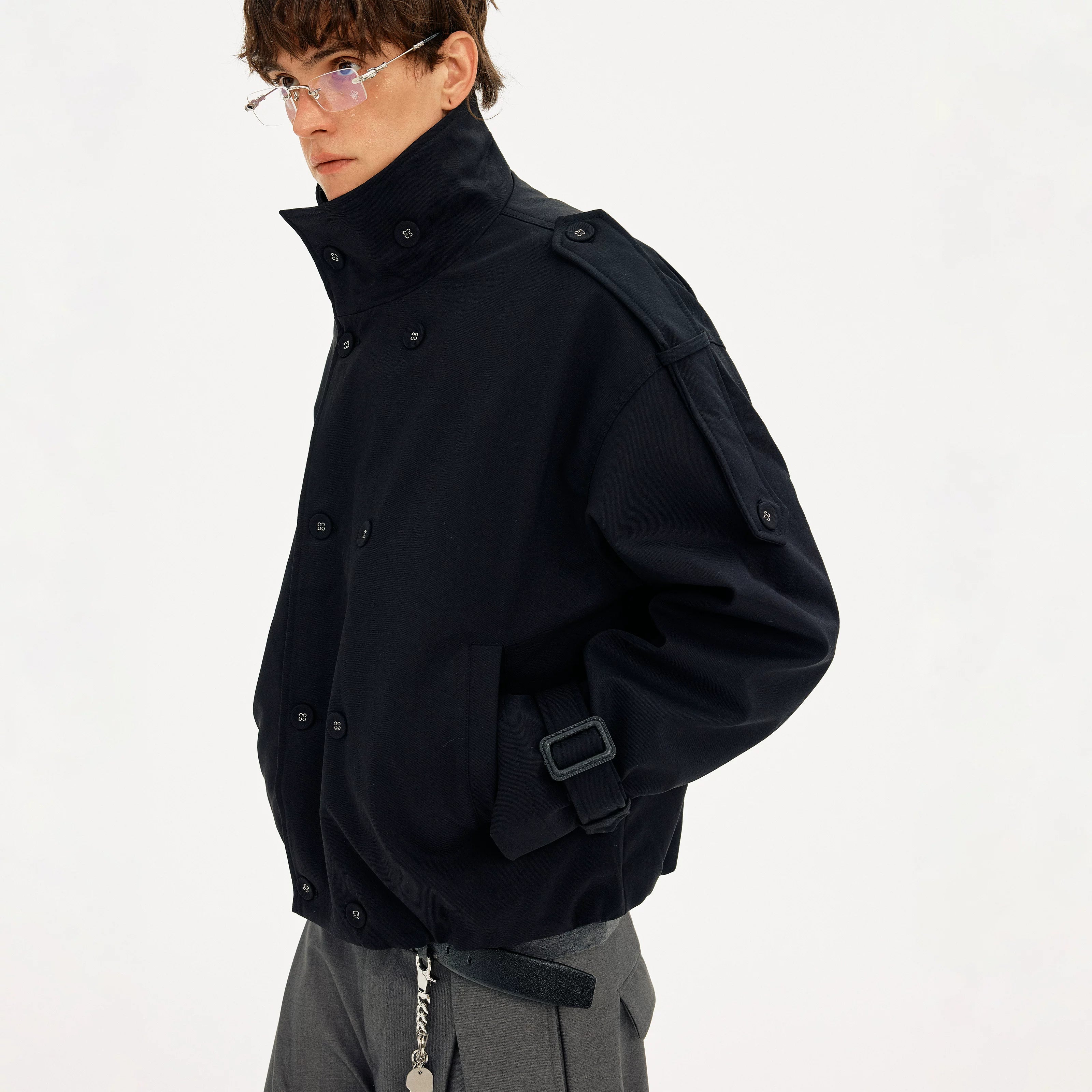 MADWITCH Double-breasted Stand-up Collar Thermal Tooling Jacket