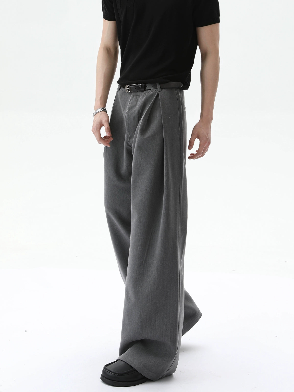 TURNTIDE Three-dimensional A-shaped Double-pleated Scimitar Trousers