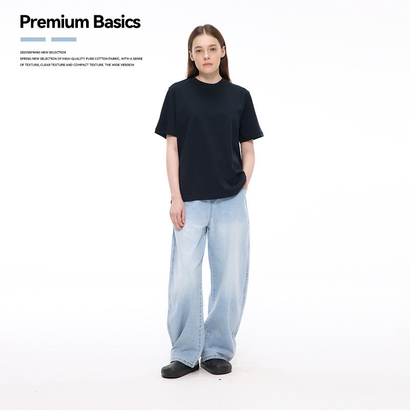 UNF Washed Straight Casual Wide Leg Scimitar Jeans